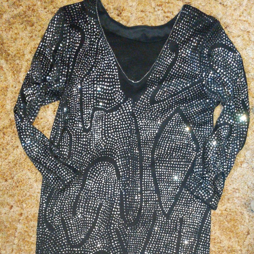 Sparkly Polka Dot Dress with short front slit